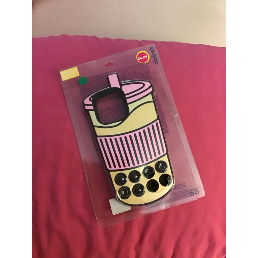 Women's Claire's iPhone 13/13 Pro Boba Tea Phone Case Yellow Pink